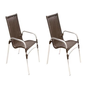 Imagem de Kit 2 Cadeiras Emily em Alumínio e Fibra Sintética Trama