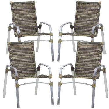 Imagem de Kit 4 Cadeiras Emily em Alumínio e Fibra Sintética Trama