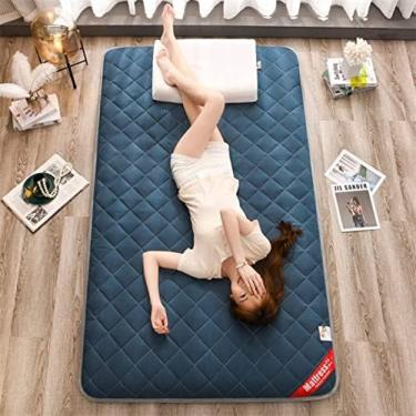 Imagem de Tapete Japonês Tatami Cama De Dormir Dobrável Futon Colchão Topper Conforto Portátil Cama Dobrável Colchão De Hóspedes,Azul,1,5X2,0m,Bonny369