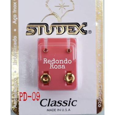 Imagem de Brinco Studex Classic 2Mm Bezel Rosa Pequeno Dourado