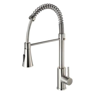 Imagem de Torneira Cozinha Monocomando Aço Inox Escovado 2 Tipos de Jato 50cm Bancada Gourmet Bica Flexível