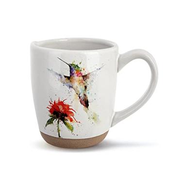 Imagem de Demdaco Flores Beija-flor Aquarela Vermelha 400 ml Caneca de Café Cerâmica Grés