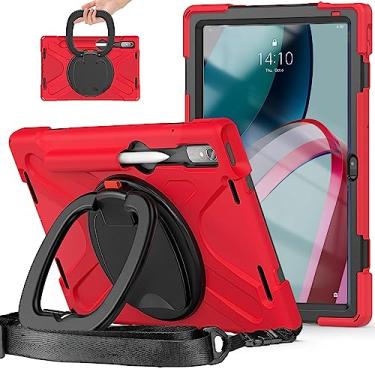 Imagem de QYiiD Capa para Lenovo Tab P11 Pro Gen 2 2022 11,2"/Lenovo Pad Pro 2022, capa protetora resistente à prova de choque com suporte giratório/suporte/alça de ombro de transporte, vermelha