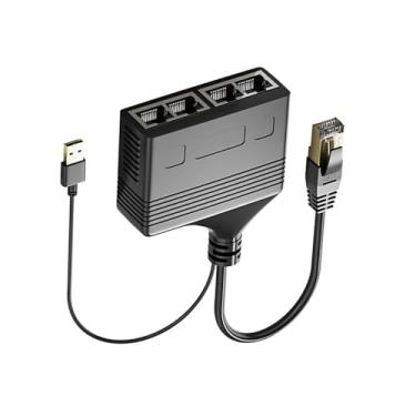 Imagem de MOUDOAUER Divisor Gigabit Ethernet de 1 a 4 saídas, RJ45 8P8C LAN Internet Splitter 1000Mbps de alta velocidade para cabo Cat 5/5e/6/7/8