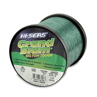 Imagem de Hi-Seas Linha de monofilamento Grand Slam, teste de 20 lb / 9 kg 0,45 mm de diâmetro, verde, 2414 m