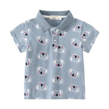 Imagem de Yueary Camisa polo infantil de manga curta, uniforme escolar, com fecho de botão, estampa fofa, camisa casual, Coala, 100/2-3 Y