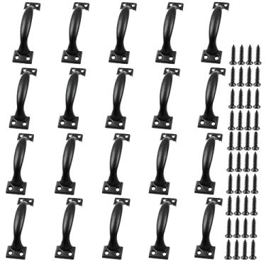 Imagem de Zorveiio 20 maçanetas de metal de 15 cm, puxadores de porta grandes, puxadores de porta vintage, para móveis, armários de cozinha, gavetas, cômodas, portões - preto