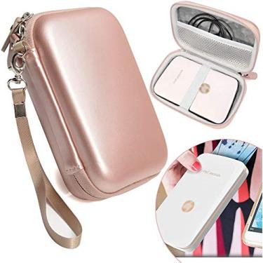 Imagem de Bolsa de viagem para transporte e armazenamento para impressora fotográfica instantânea HP Sprocket Plus, impressora de foto instantânea, bolso interno para papel de impressão, cabo e outros acessórios, Rose Gold, Compact
