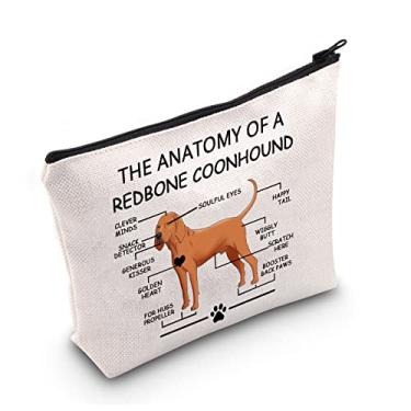 Imagem de LEVLO Presentes engraçados Redbone Coonhound Lovers The Anatomy of A Redbone Coonhound Clever Minds Bolsas Cosméticas Veterinárias Mães Bolsas de Higiene Pessoal de Viagem, Redbone Coonhound