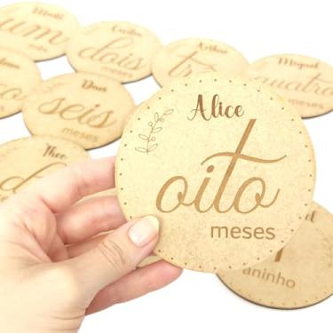 Imagem de Kit Plaquinhas Mesversário Personalizado Bebês Fotos MDF laser - Tema Ramos