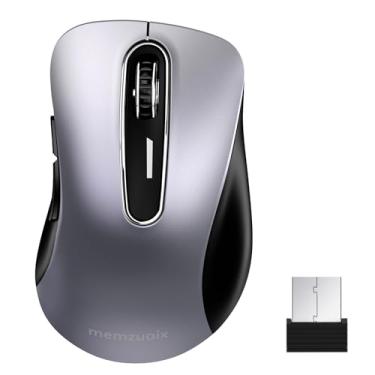 Imagem de Memzuoix Mouse sem fio de 2,4 G, mouse óptico móvel sem fio de 1400 DPI com receptor USB, mouses de computador portátil sem fio para notebook, PC, desktop, MacBook, 5 botões (Gunmetal)