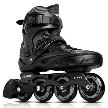 Imagem de Patins em linha para mulheres e homens, lâminas de rua ao ar livre rolo adulto masculino feminino, lâminas de patins fitness profissional unissex (preto) 8,5-9/mulheres 9,5-10/28 cm