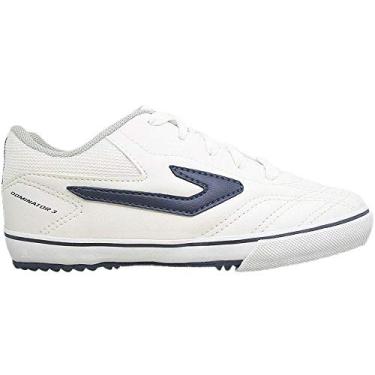 Imagem de Chuteira Futsal Topper Dominator III Juvenil (36, Branco/Azul Marinho)