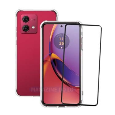 Imagem de Kit Capa Capinha case Para Moto G84 Case Anti Impacto Transparente + Película De Vidro