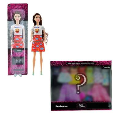 Imagem de Kit Boneca Dream Doll - Cabelo Castanho (2900H) + Kit com 9 Vestidos Sortidos (2920)