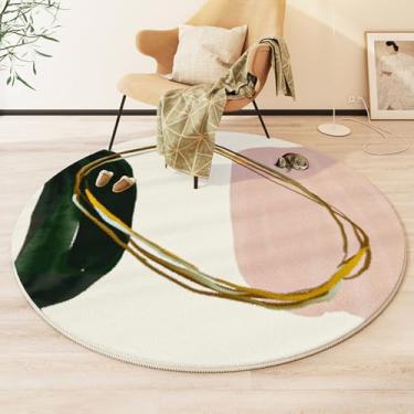 Imagem de Tapetes abstratos para sala de estar, quarto, decoração, redondo, pelúcia, cadeira, antiderrapante, grande área, 19,160x160cm