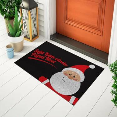 Imagem de Tapete Capacho Divertido e Decorativo Para Porta Estampado Frase - Seja Bem Vindo Papai Noel Ca1270