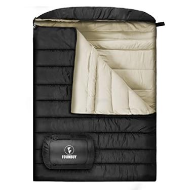 Imagem de FORINBUY Saco de dormir duplo de 0 graus para adultos, saco de dormir queen size para clima frio para 2 pessoas, saco de dormir duplo de inverno impermeável, adequado para casais ou acampamento em
