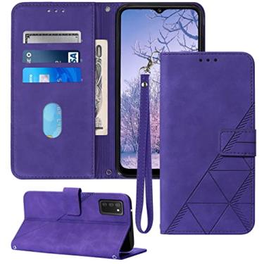 Imagem de Moment Dextrad Capa carteira para Samsung Galaxy A03s, compartimento para cartão, alça de pulso TPU para proteção interna, capa flip de couro PU, A03s US (roxa)