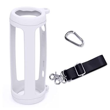Imagem de LTGEM Capa protetora de silicone para alto-falante Bluetooth portátil JBL Flip 6 com mosquetão extra e alça - branca (apenas capa)