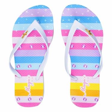 Imagem de Chinelo Juvenil Infantil Feminino Sandália Listras Coloridas, Magicc MOCH-006