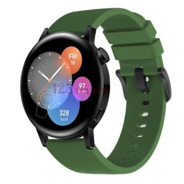 Imagem de Pulseira de Silicone p/ Smartwatch GT3 42mm - 123Smart, Verde Militar
