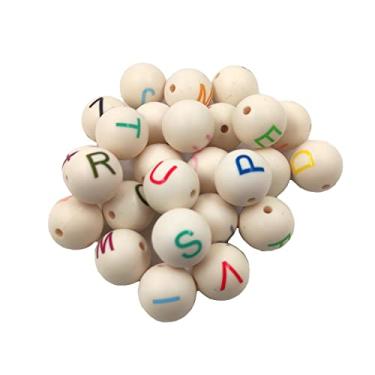 Imagem de Arakierst 104 peças, 15 mm, formato redondo, silicone, alfabeto, letras, contas de silicone, pérola, letras, faça o nome para chaveiro, joias, faça você mesmo, colar de miçangas para mãe