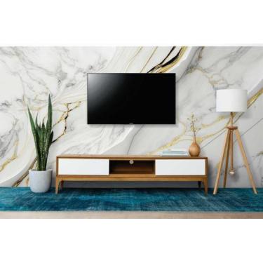 Imagem de Papel de Parede Painel 3D Mármore Branco com Ouro 3,5M Revestimento Pe