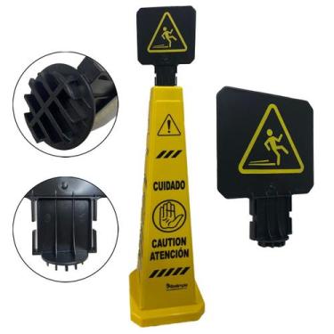 Imagem de Cone bralimpia cuidado piso escorregadio sinalização , CONE BRALIMPIA 