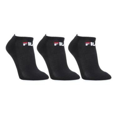 Imagem de Kit Meia Fila Cano Curto Logo c/ 3 pares, Preto, 39/43