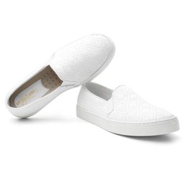 Imagem de Tênis Feminino Slip On Casual Moderno Estilo Confortável - Q&A, Branco
