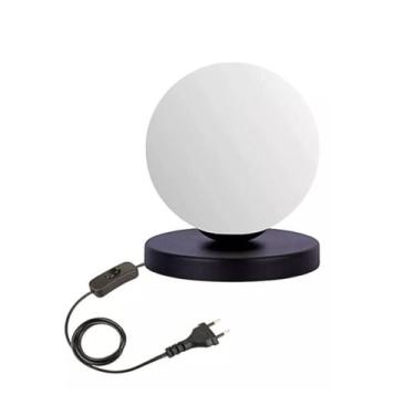 Imagem de Abajur Arandela Globo Preto Fosco com Interruptor Tomada - Poliluz