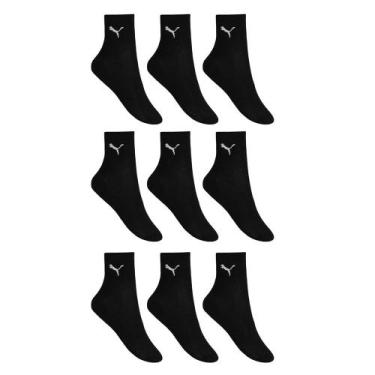 Imagem de Kit 9 Pares de Meias Puma Esportiva Cano Médio Masculino, Preto, 39-43