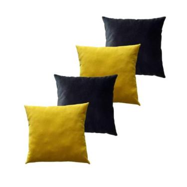 Imagem de Kit 4 Capas De Almofadas Decorativa Com Zíper 40x40 Amarelo Preto - El