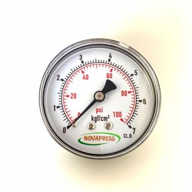 Imagem de Manômetro horizontal -Diam.63mm (2.1/2 ) Escala 0-7 KGF/CM2 x 100 PSI 