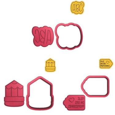Imagem de Kit 3 Cortadores ABC Lápis Dia dos Professores - DOCE IMPRESSO, 8,0cm