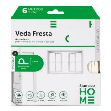 Imagem de Veda Fresta Fita Adesiva Borracha Vedação Branco Rolo 6m Modelo P Stam