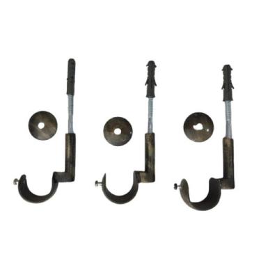 Imagem de Kit 3 Suportes Simples de Teto para Varão de Cortina 28 mm - DECOR LID