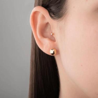 Imagem de Brinco bola adulto ouro 18k 8mm  - Casa das Joias Online