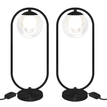 Imagem de Kit 2 Abajur Luminaria de Mesa de Luxo Aro Harmony Preto - MARRYLUZ