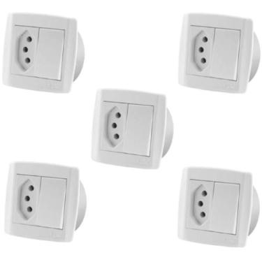Imagem de 5 Pc Interruptor Simples Tomada 10a Dupla P/ Móveis Ilumi