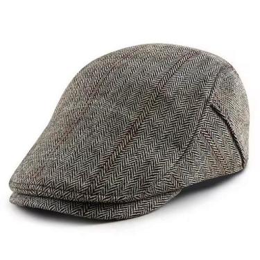 Imagem de Boina Britânica de Jornaleiro Viseira Plana Casual, Estampa Xadrez - x