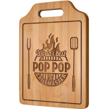 Imagem de AceThrills Presentes Pop Pop para presentes de Natal Pop Pop para aniversário, Dia dos Pais - 30 cm C x 21 cm L × 0,4 cm Tábua de corte de bambu gravada