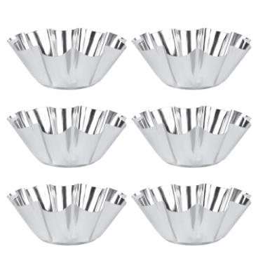 Imagem de Durável 6 peças Delicado Aço Inoxidável Uso Tart Pans Flor Reutilizável Cupcake Muffin Baking Cup Molde para Cozinha ( ), , Size 1