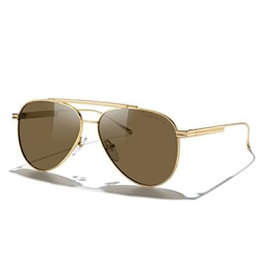 Imagem de MERRY'S Óculos de sol clássico aviador polarizado para mulheres e homens, óculos de sol de metal retrô UV400, Armação dourada/lente marrom, Lens Width: 58 Millimeters