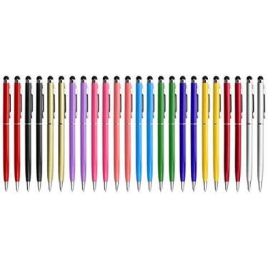 Imagem de innhom Pacote com 24 canetas Stylus para telas sensíveis ao toque, para iPad, iPhone, tablets, Samsung, Kindle e canetas esferográficas de tinta preta - 2 em 1