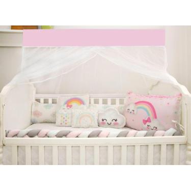 Imagem de Kit berço para menina trançado nuvem rosa claro 10 peças - BruceBaby B