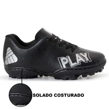 Imagem de Chuteira Society Infantil Play Profissional, 27, Preto, Prata