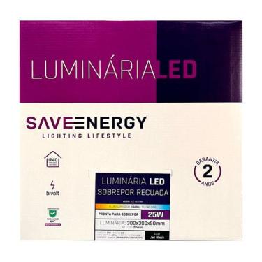 Imagem de Painel Plafon Led Sobrepor Recuado 30X30cm 25W 4000K Preto Bivolt - Sa