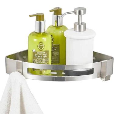Imagem de Porta Shampoo E Sabonete Suporte De Canto Parede Banheiro Cozinha Inox
